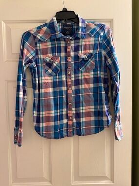 American Eagle Outfitters Blue Plaid Shirt